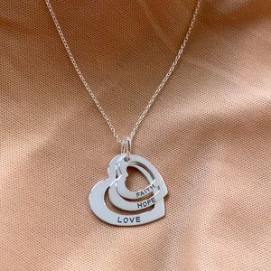 925 Sterling Silver Necklace with Heart Charms